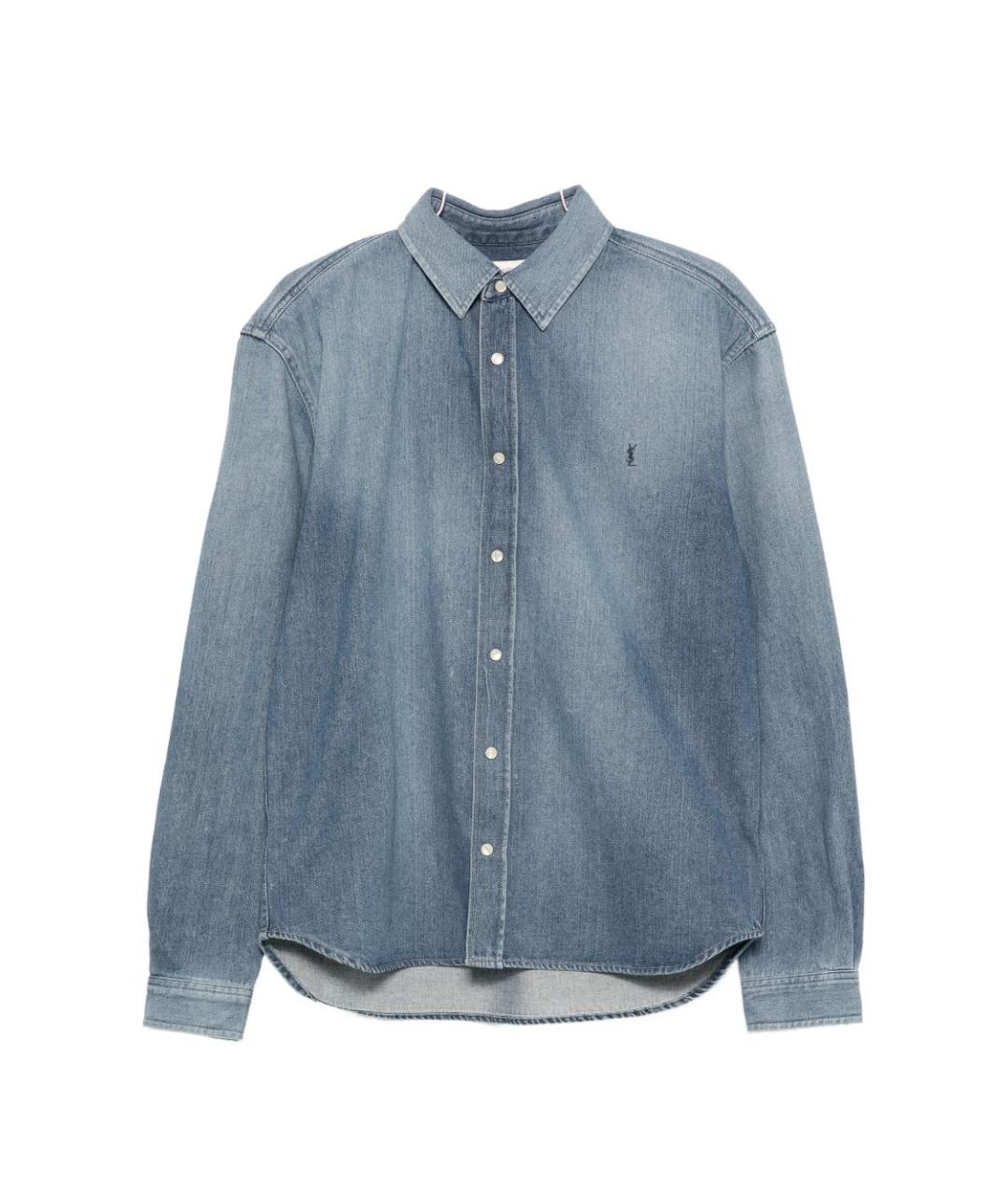 SAINT LAURENT Синяя хлопковая кэжуал рубашка, фото 1