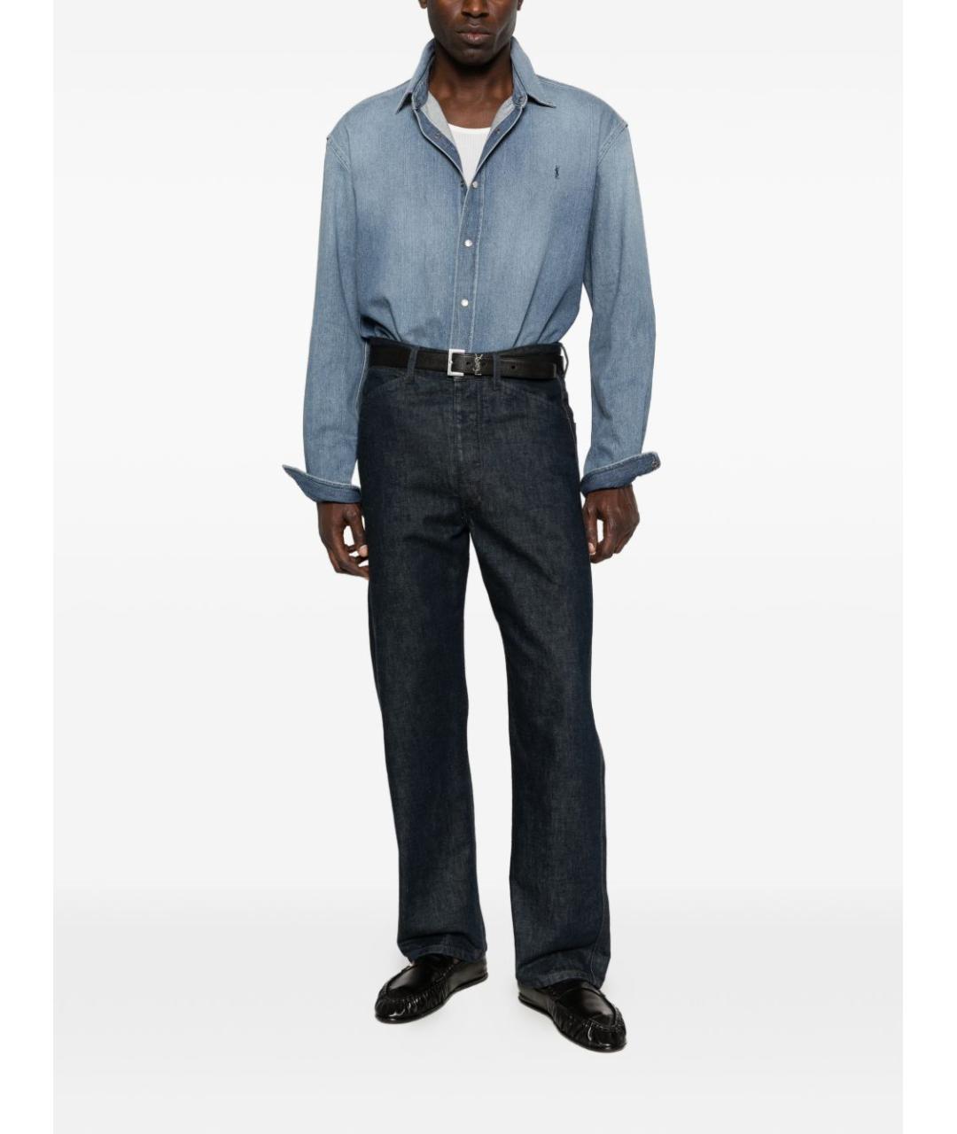 SAINT LAURENT Синяя хлопковая кэжуал рубашка, фото 4