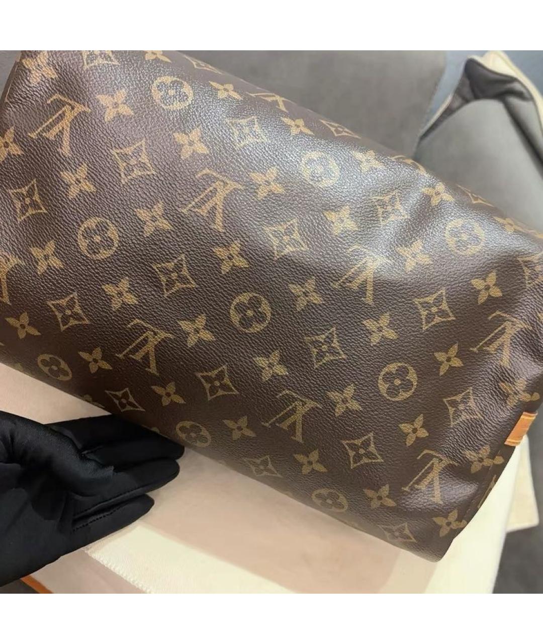 LOUIS VUITTON Коричневая кожаная сумка с короткими ручками, фото 3