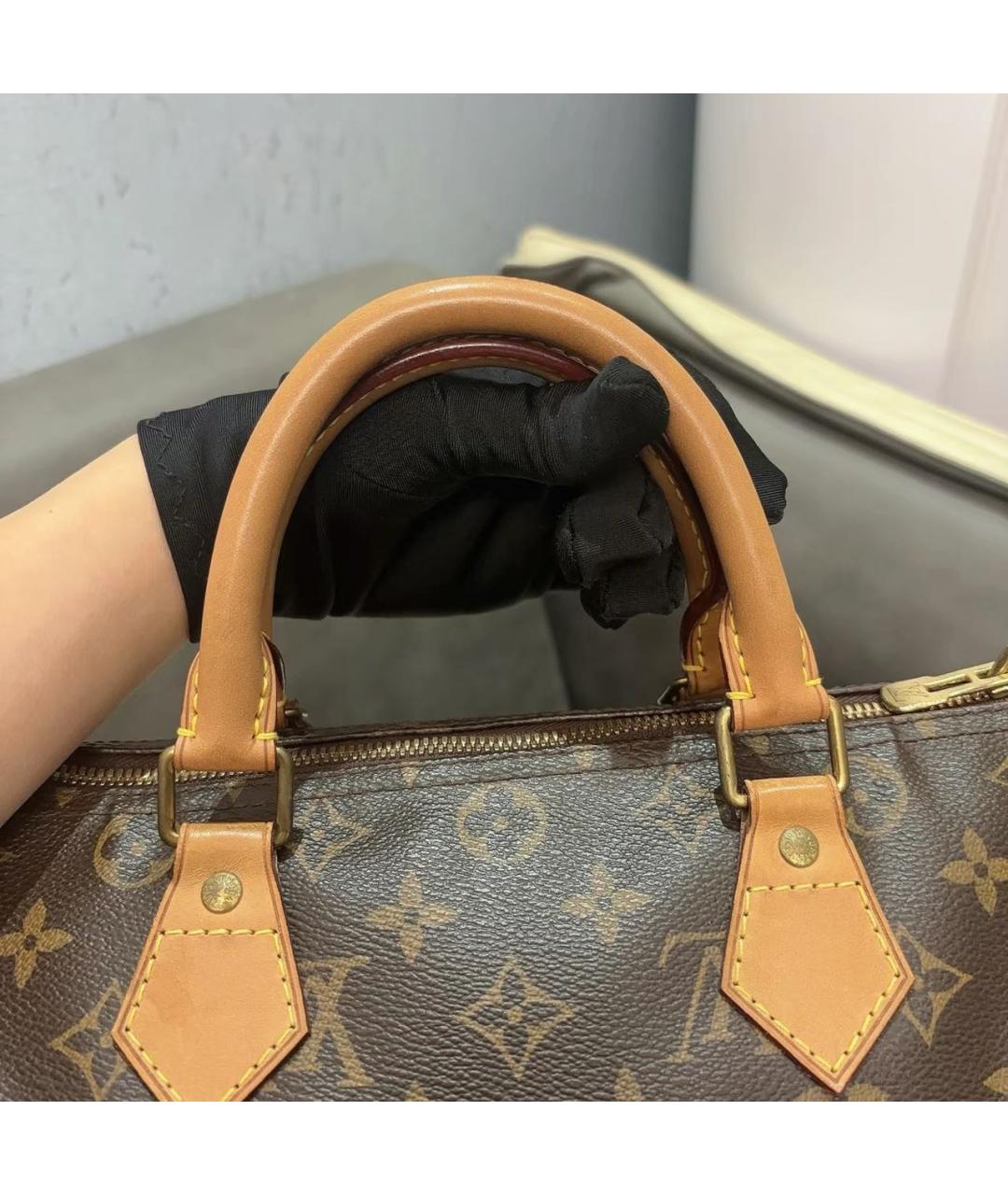 LOUIS VUITTON Коричневая кожаная сумка с короткими ручками, фото 2