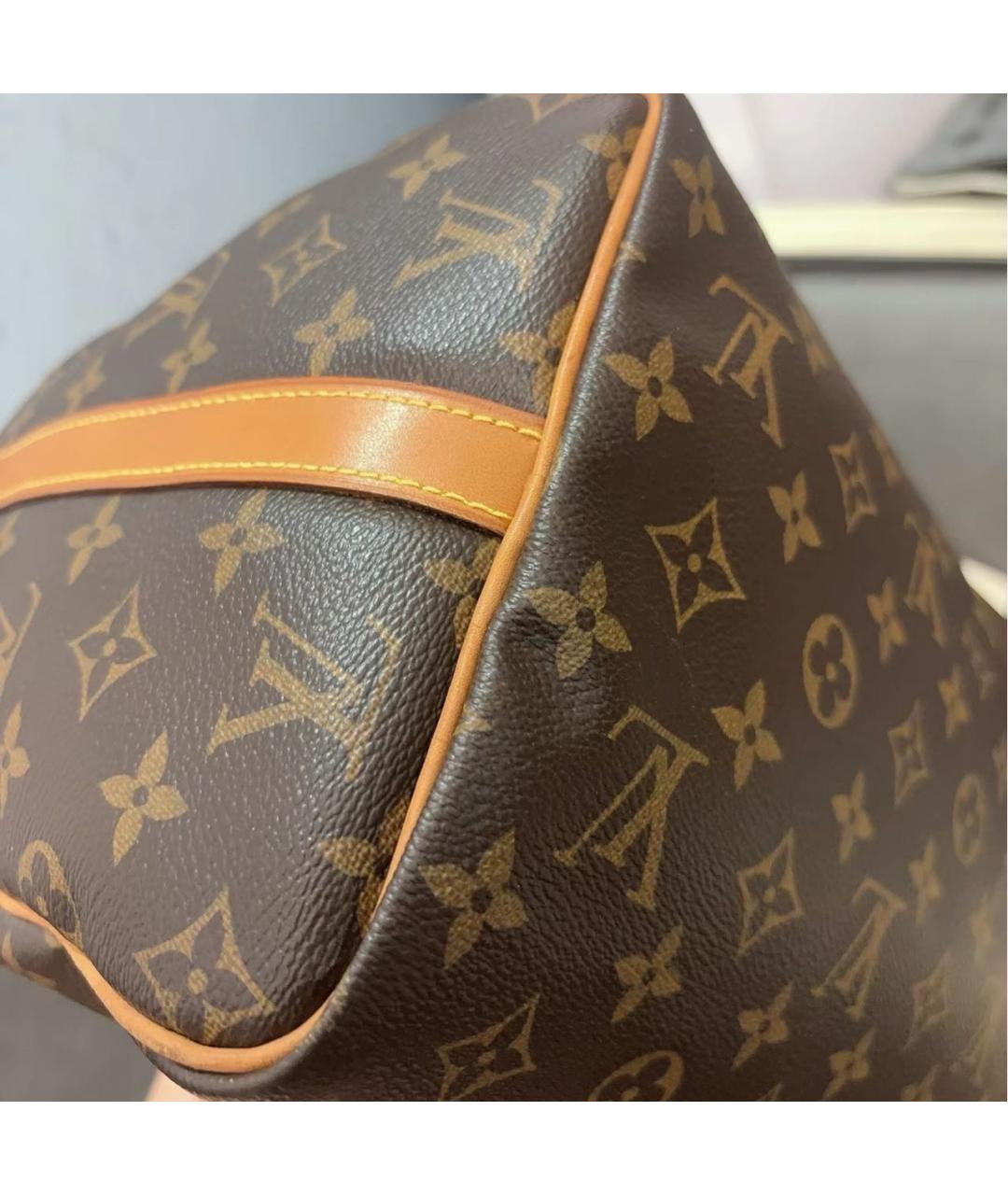 LOUIS VUITTON Коричневая кожаная сумка с короткими ручками, фото 8