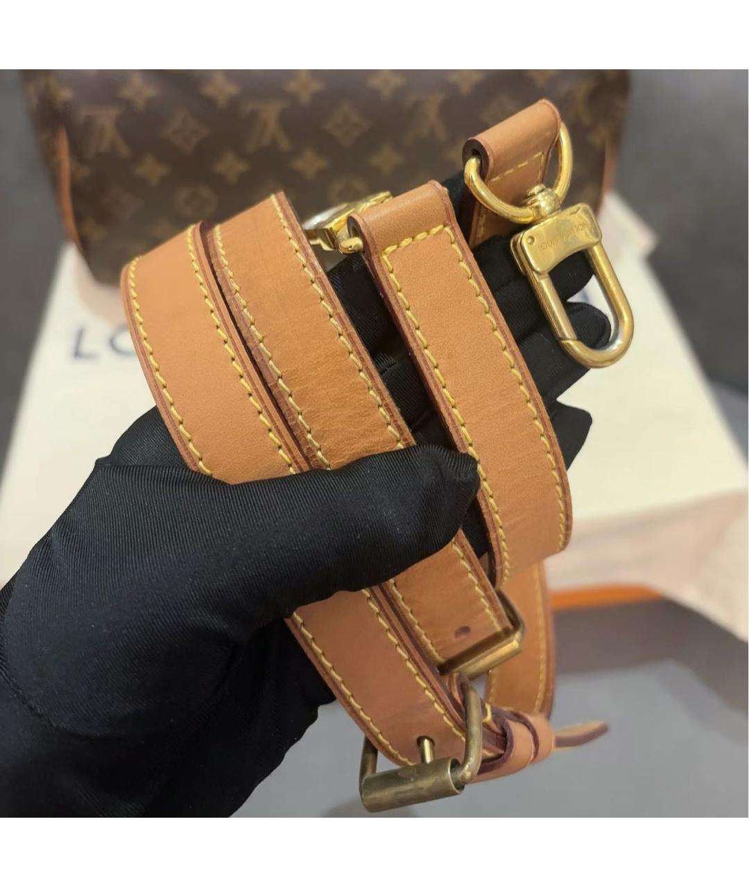 LOUIS VUITTON Коричневая кожаная сумка с короткими ручками, фото 7