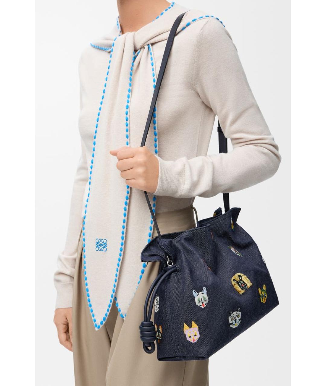 LOEWE Темно-синяя деним сумка через плечо, фото 3