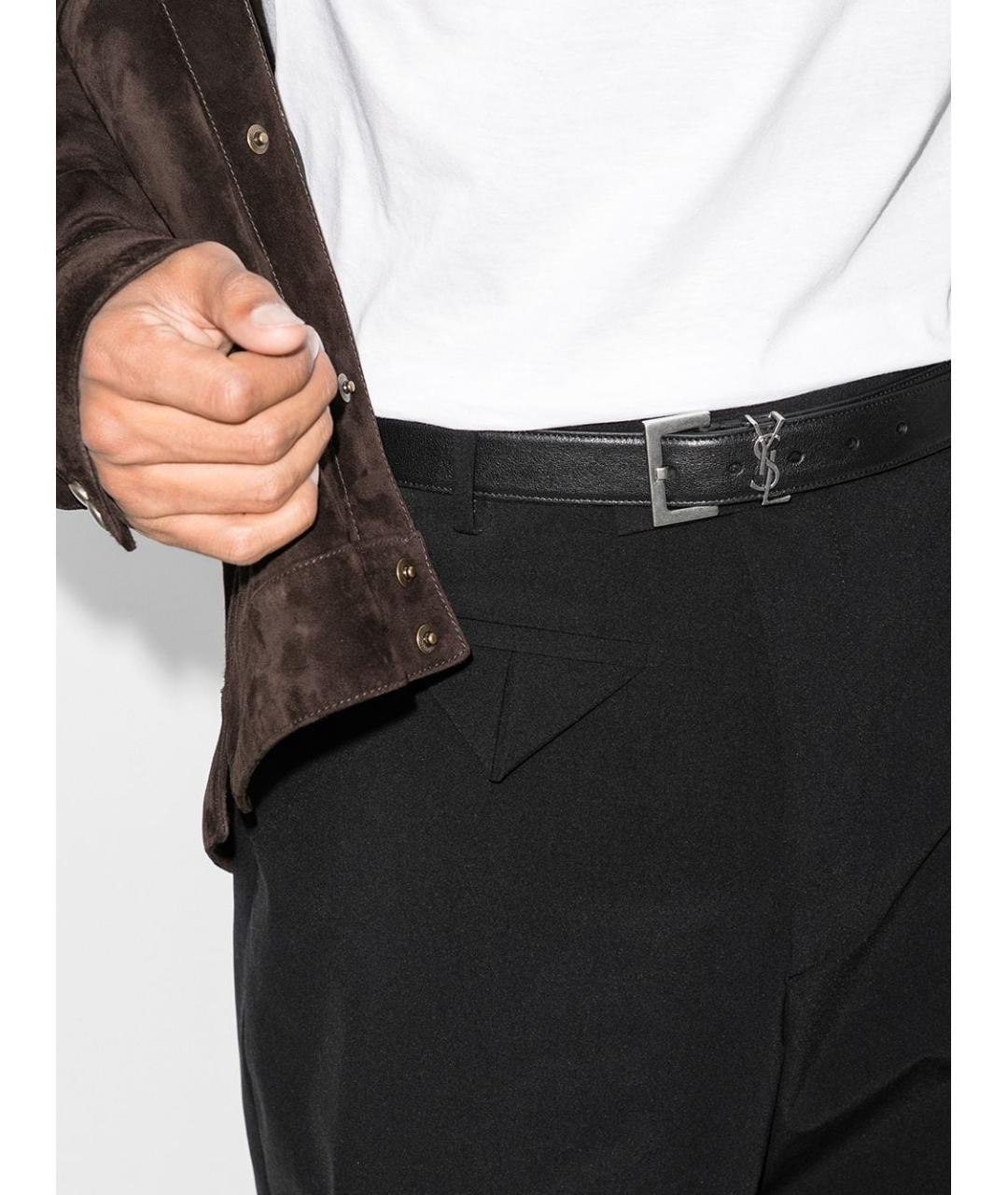 SAINT LAURENT Черный кожаный ремень, фото 3