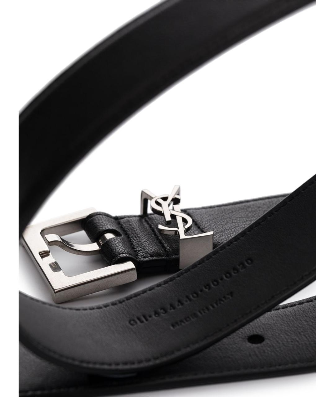 SAINT LAURENT Черный кожаный ремень, фото 2