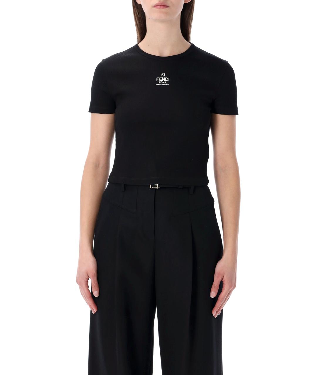 FENDI Черная хлопковая футболка, фото 1