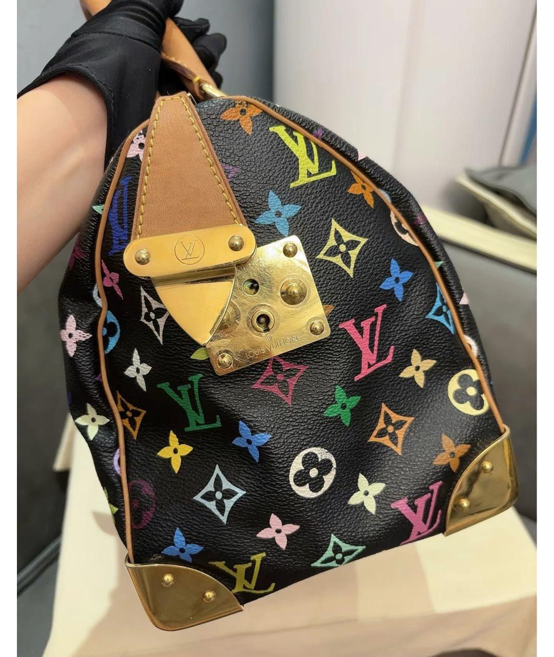 LOUIS VUITTON Черная кожаная сумка с короткими ручками, фото 8