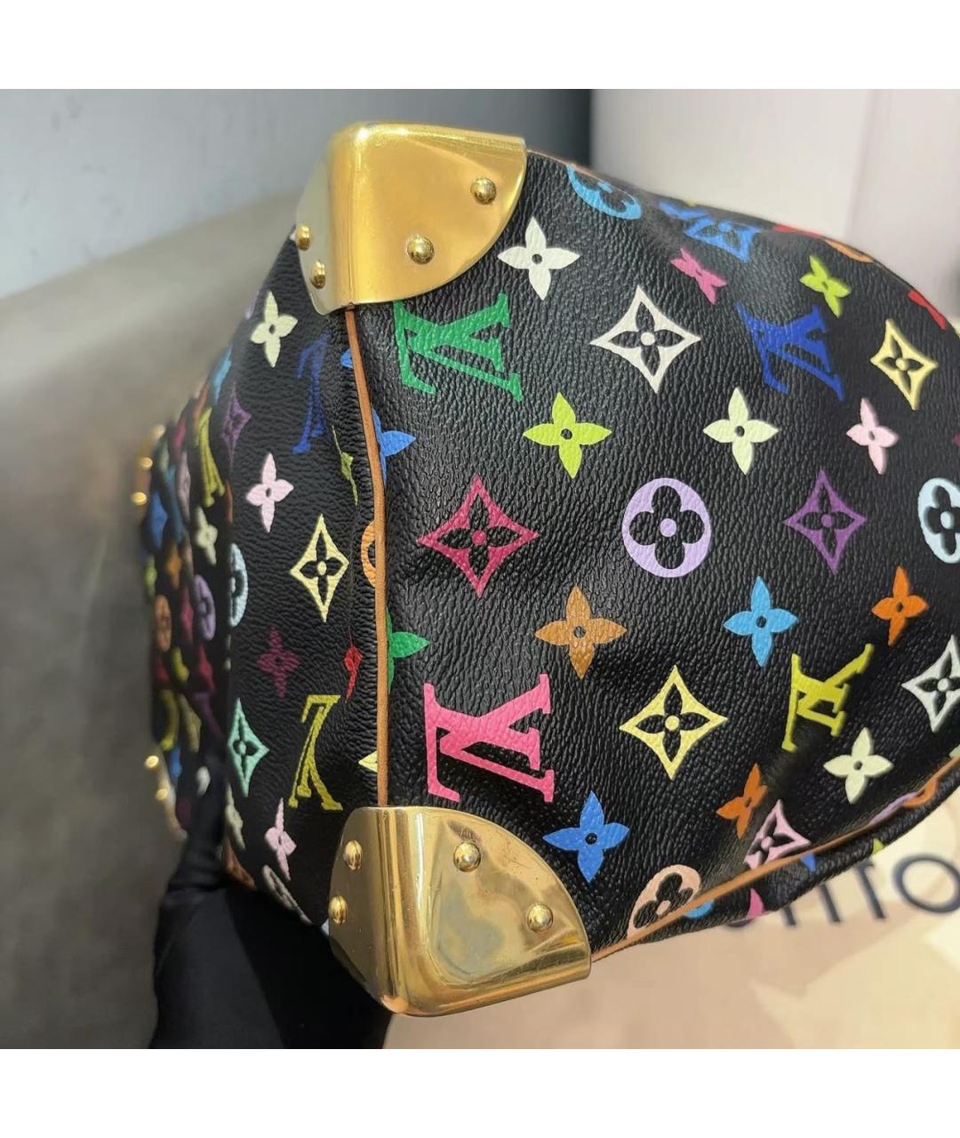 LOUIS VUITTON Черная кожаная сумка с короткими ручками, фото 7