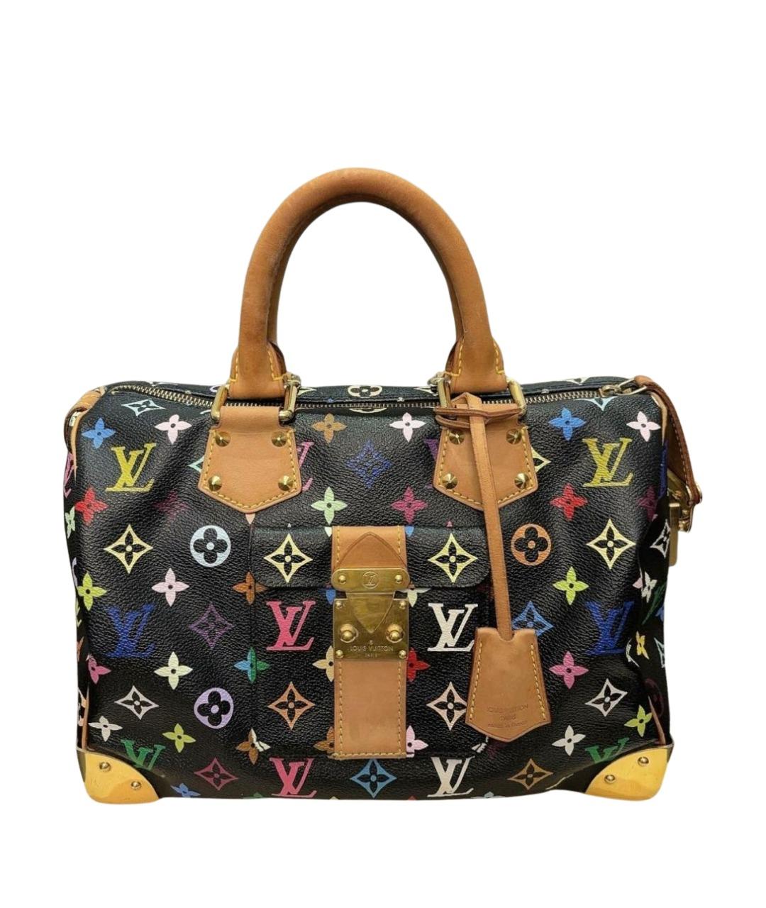LOUIS VUITTON Черная кожаная сумка с короткими ручками, фото 1