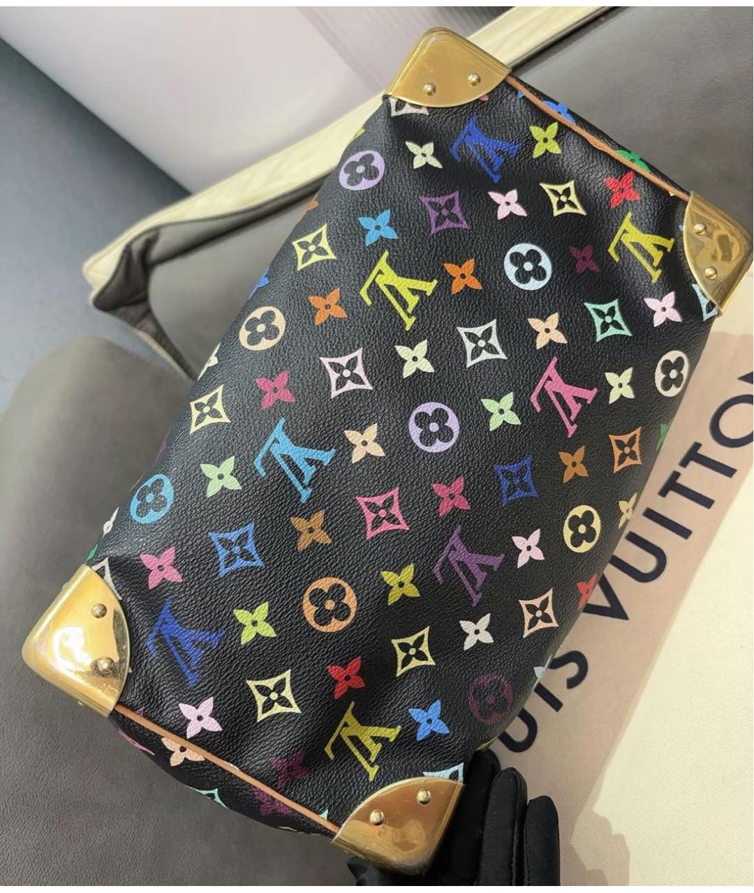 LOUIS VUITTON Черная кожаная сумка с короткими ручками, фото 5