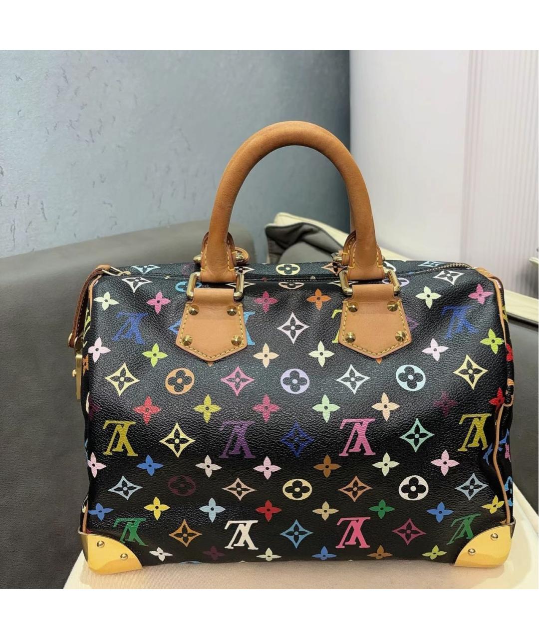LOUIS VUITTON Черная кожаная сумка с короткими ручками, фото 2