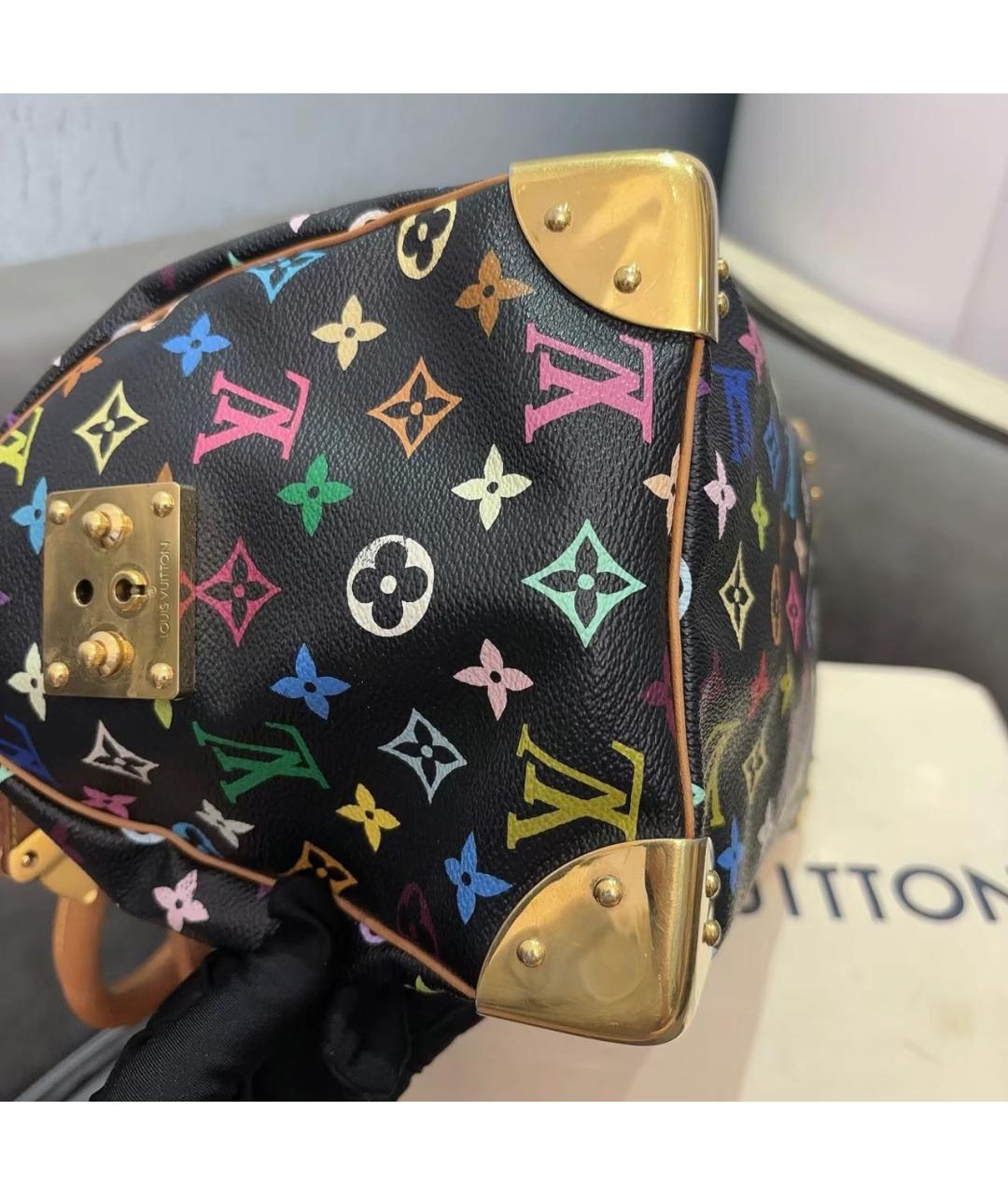 LOUIS VUITTON Черная кожаная сумка с короткими ручками, фото 6