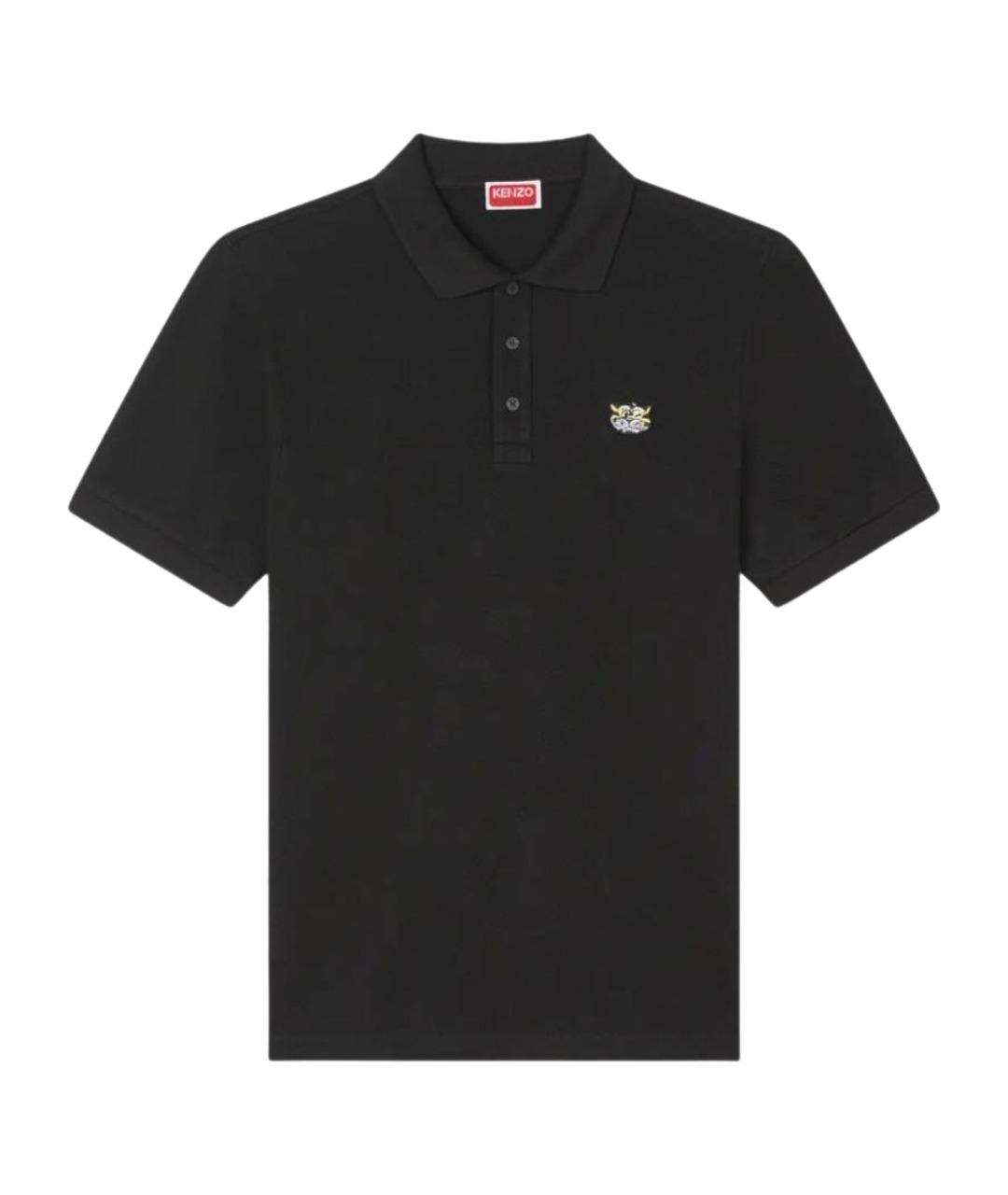 KENZO Черное хлопковое поло с коротким рукавом, фото 1