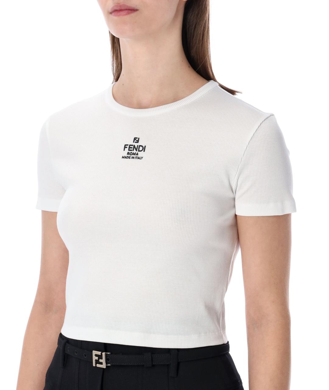 FENDI Белая хлопковая футболка, фото 3