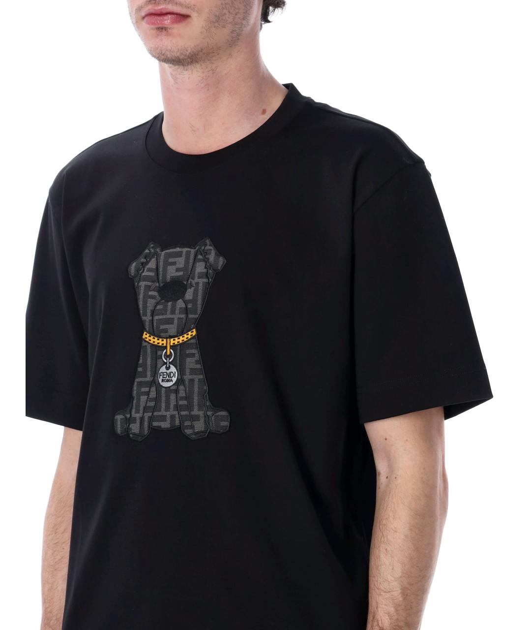 FENDI Черная хлопковая футболка, фото 3