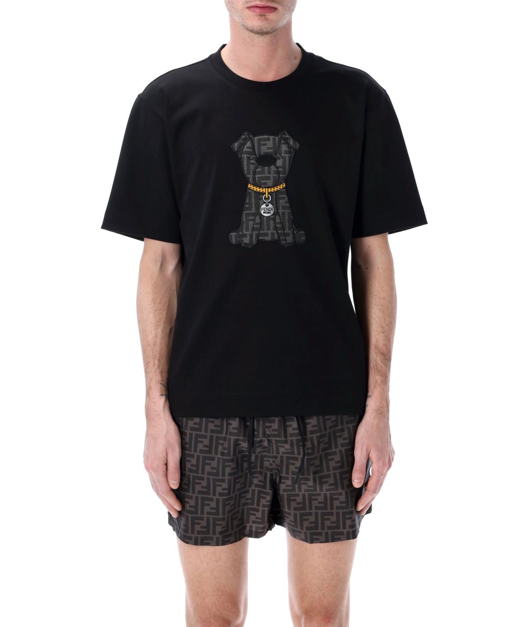 FENDI Черная хлопковая футболка, фото 1