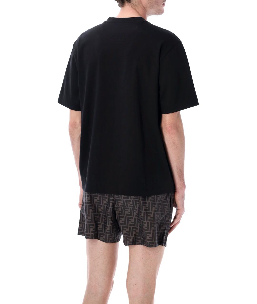 FENDI Черная хлопковая футболка, фото 2