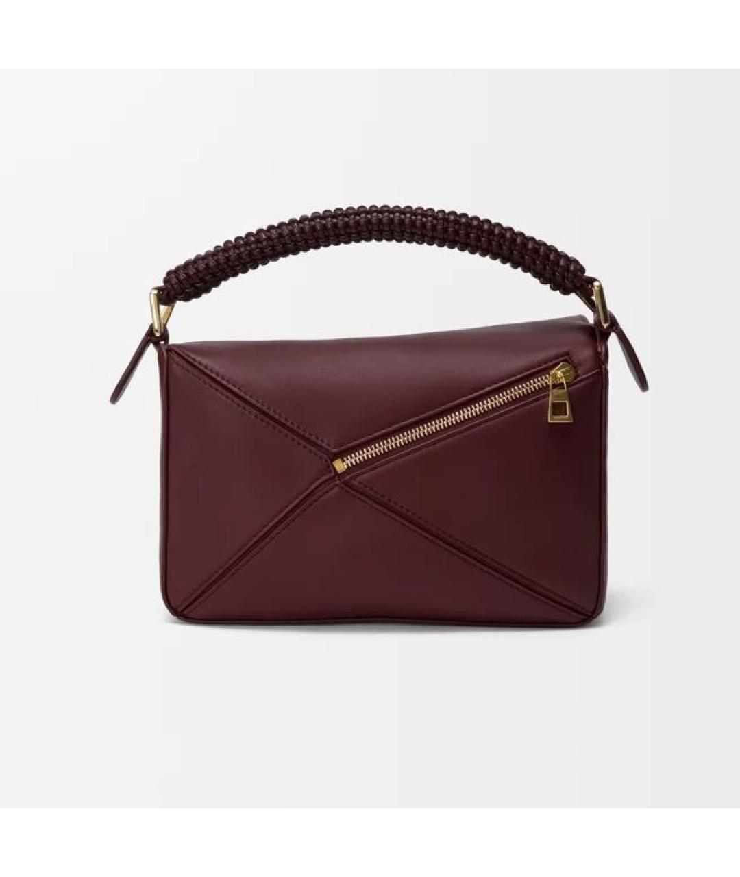 LOEWE Бордовая кожаная сумка с короткими ручками, фото 4