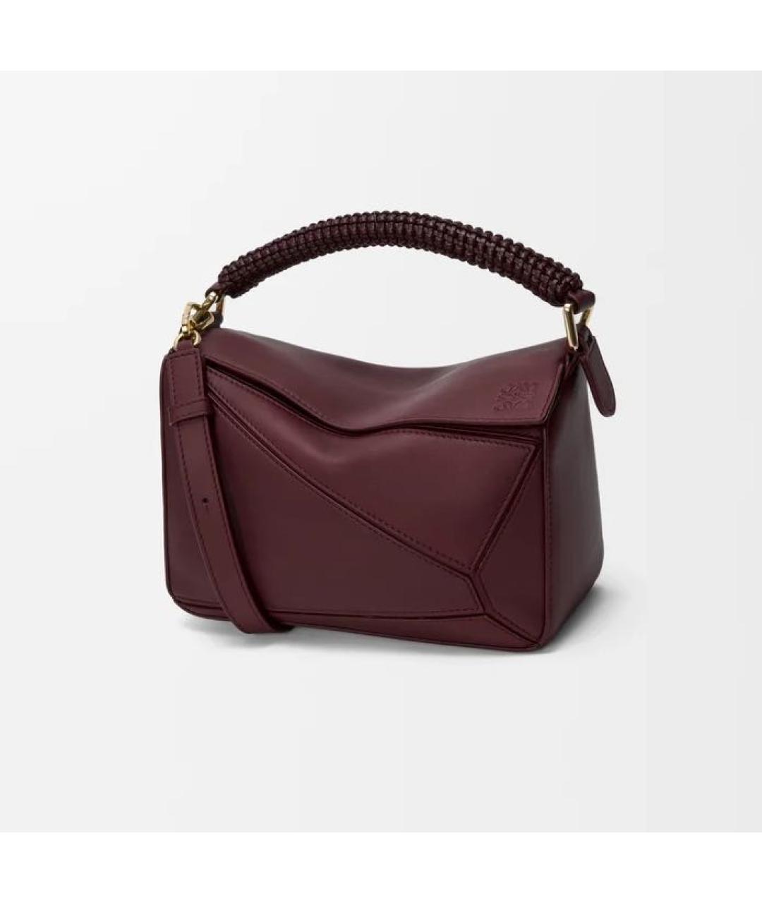 LOEWE Бордовая кожаная сумка с короткими ручками, фото 6