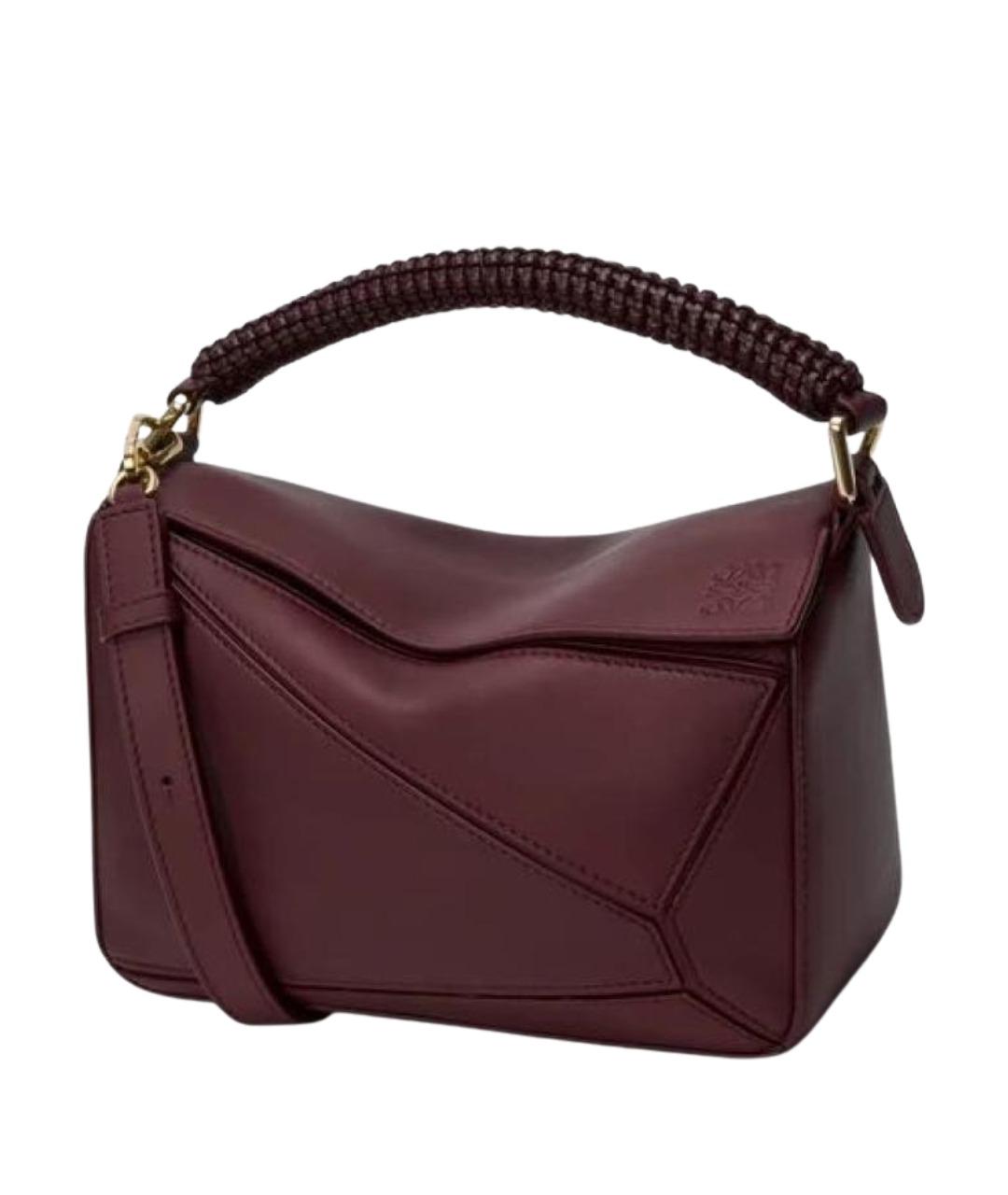 LOEWE Бордовая кожаная сумка с короткими ручками, фото 1