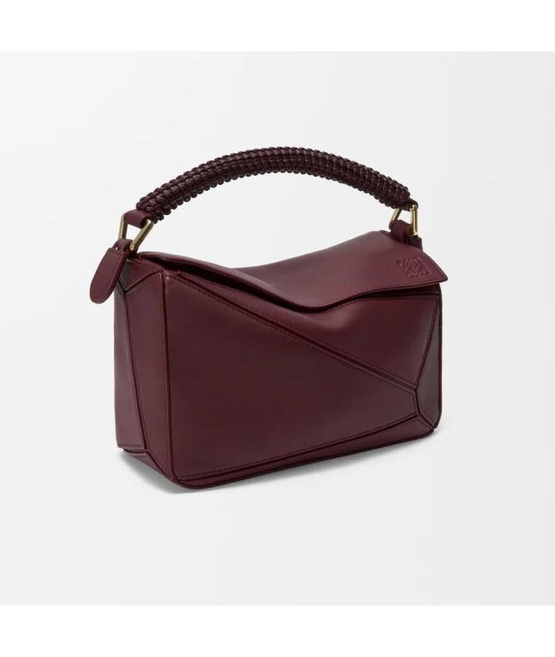 LOEWE Бордовая кожаная сумка с короткими ручками, фото 2