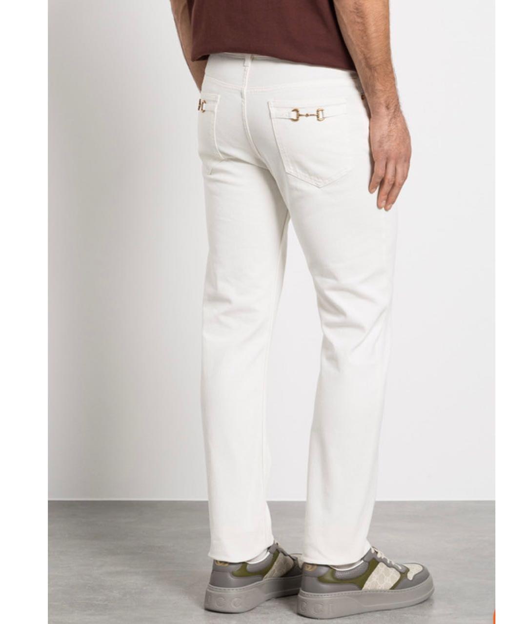 GUCCI Белые хлопко-эластановые прямые джинсы, фото 2