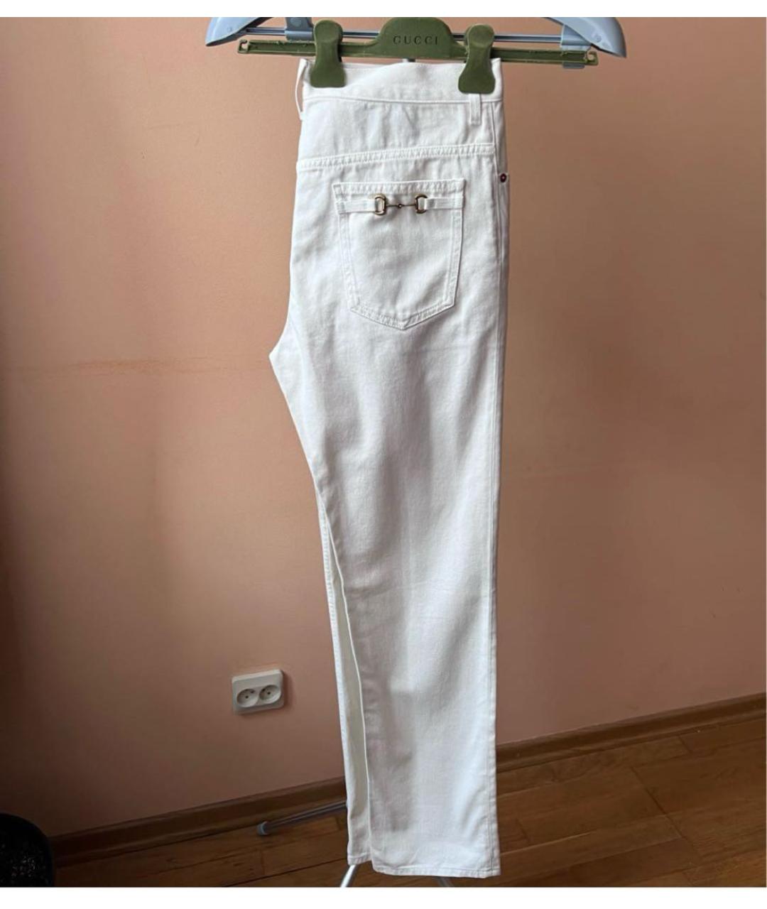 GUCCI Белые хлопко-эластановые прямые джинсы, фото 5