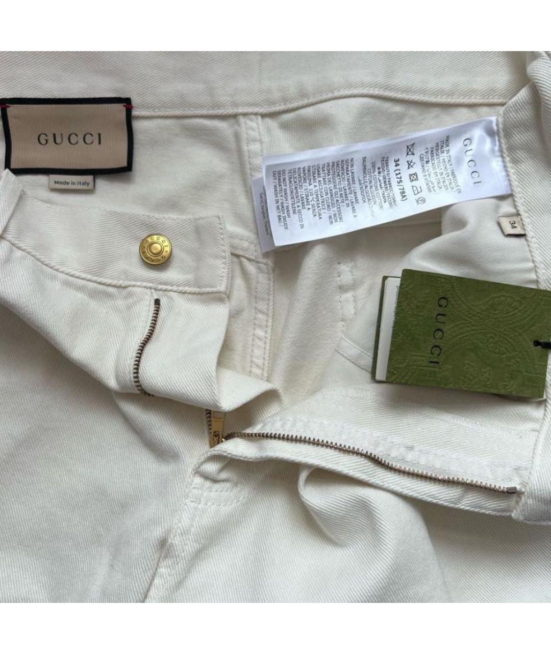 GUCCI Белые хлопко-эластановые прямые джинсы, фото 7