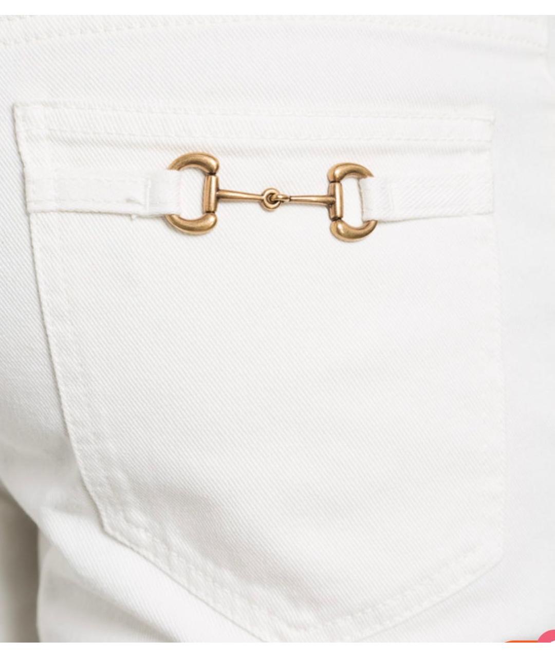 GUCCI Белые хлопко-эластановые прямые джинсы, фото 3