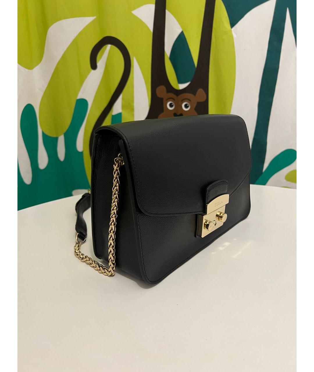 FURLA Черная кожаная сумка через плечо, фото 2