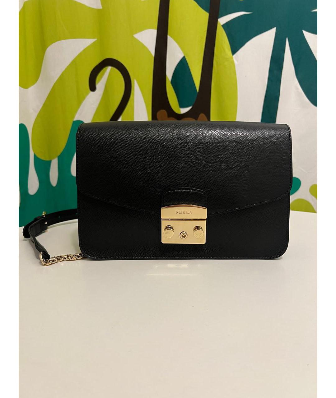 FURLA Черная кожаная сумка через плечо, фото 9