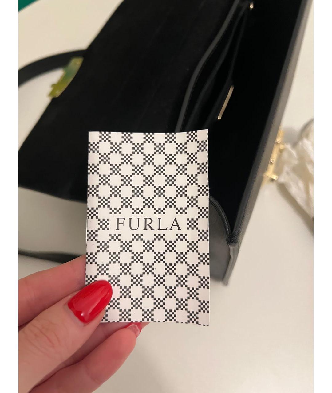 FURLA Черная кожаная сумка через плечо, фото 7