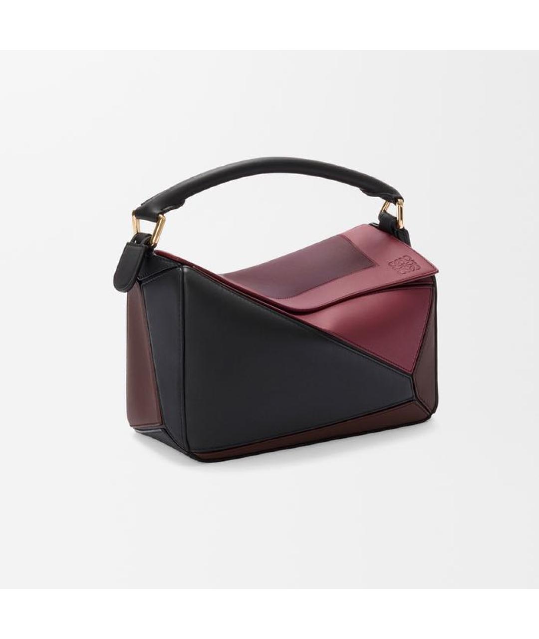 LOEWE Бордовая кожаная сумка с короткими ручками, фото 4