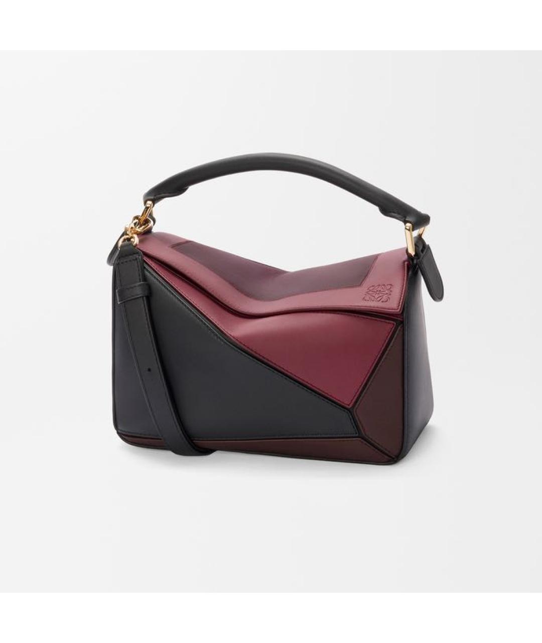 LOEWE Бордовая кожаная сумка с короткими ручками, фото 5