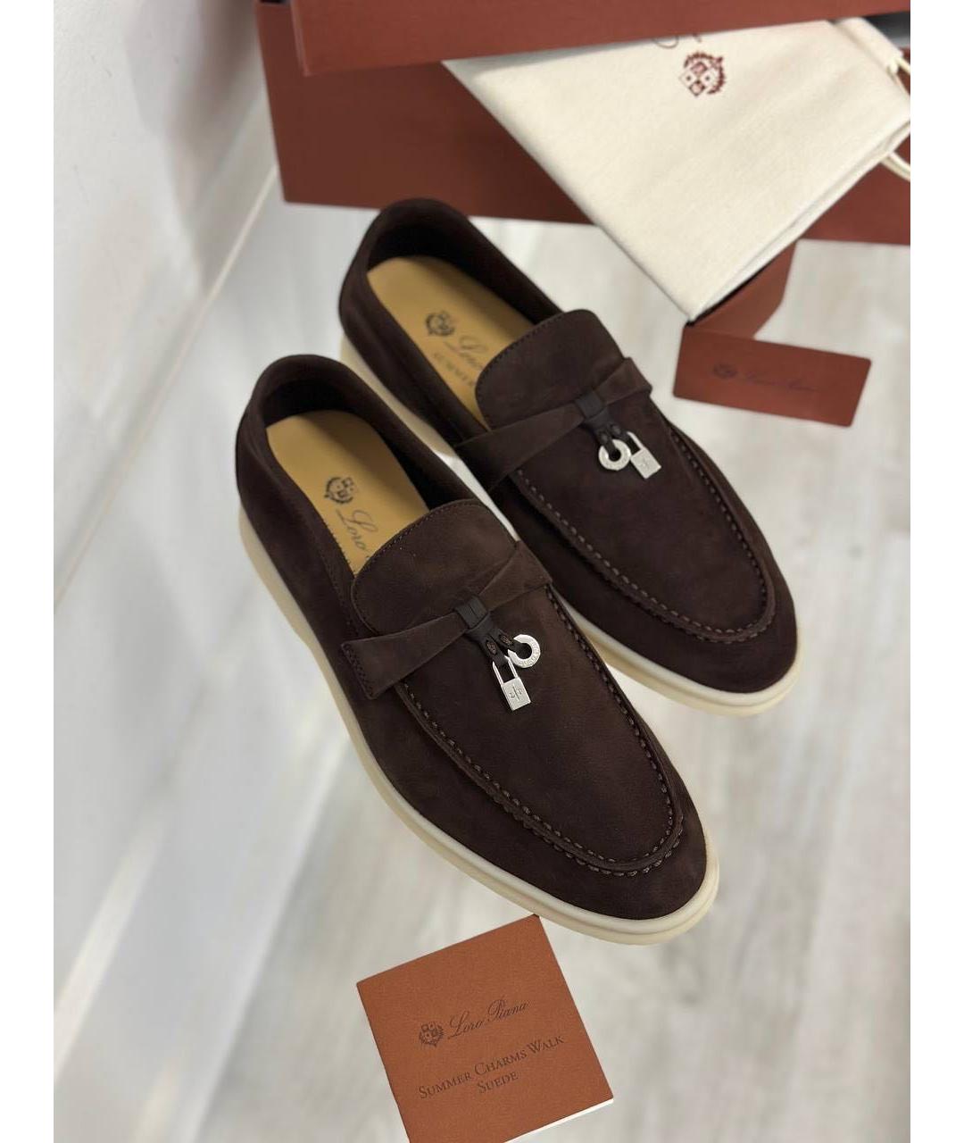 LORO PIANA Коричневые замшевые лоферы, фото 2
