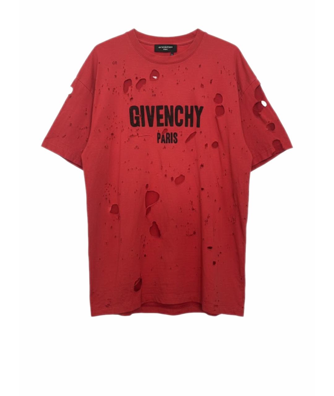 GIVENCHY Красная хлопковая футболка, фото 1