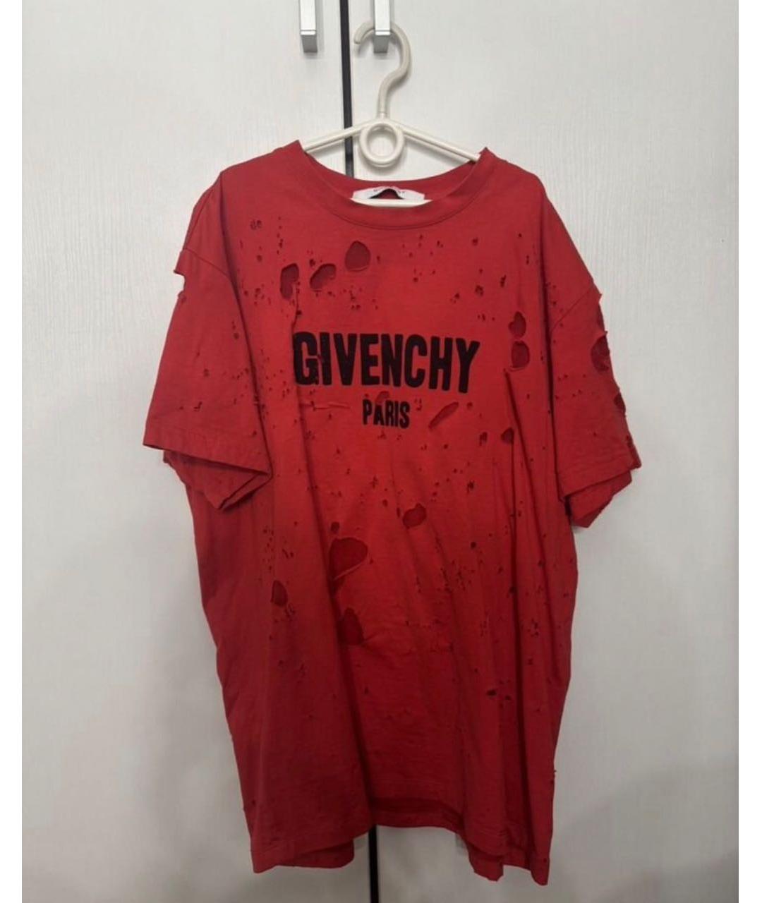 GIVENCHY Красная хлопковая футболка, фото 5