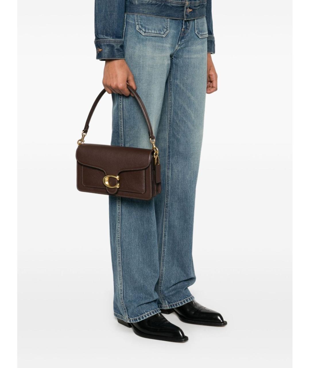 COACH Коричневая кожаная сумка через плечо, фото 2