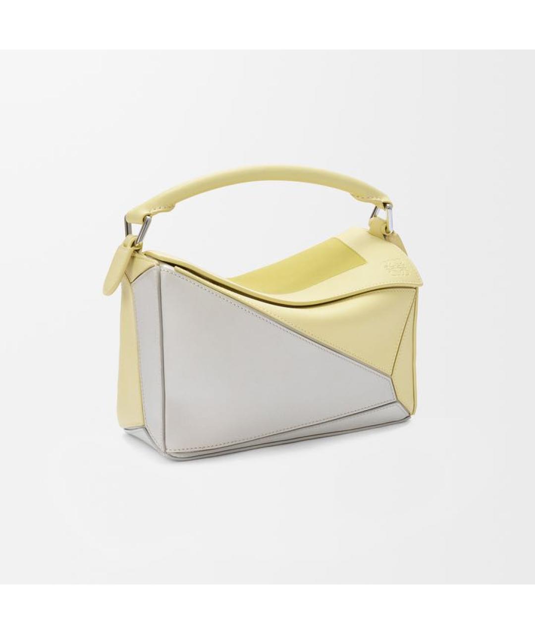 LOEWE Желтая кожаная сумка с короткими ручками, фото 4