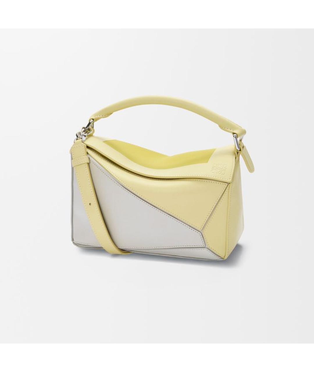 LOEWE Желтая кожаная сумка с короткими ручками, фото 6