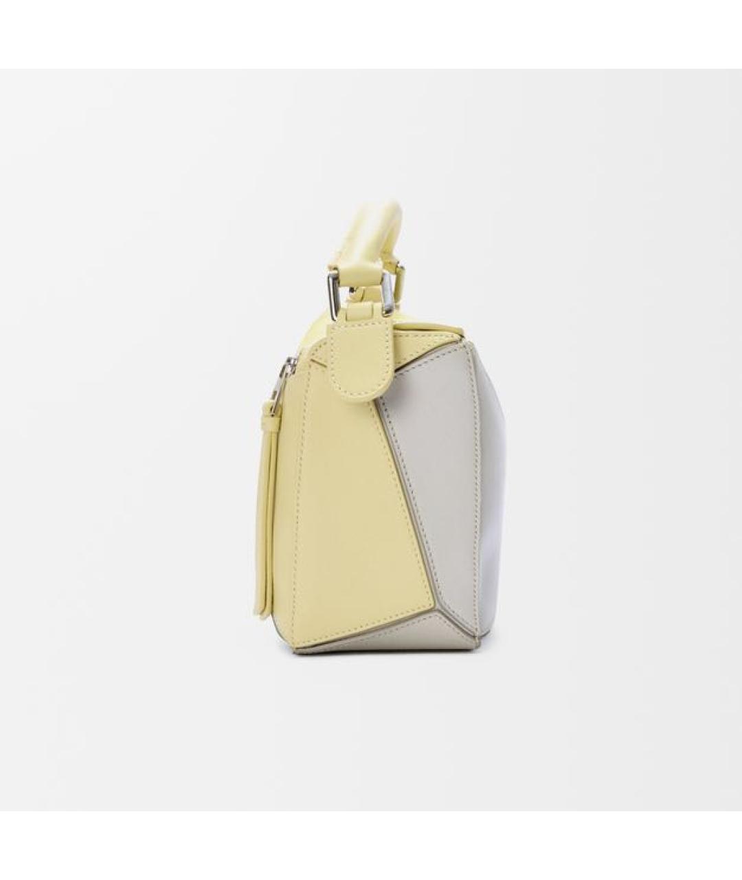 LOEWE Желтая кожаная сумка с короткими ручками, фото 5