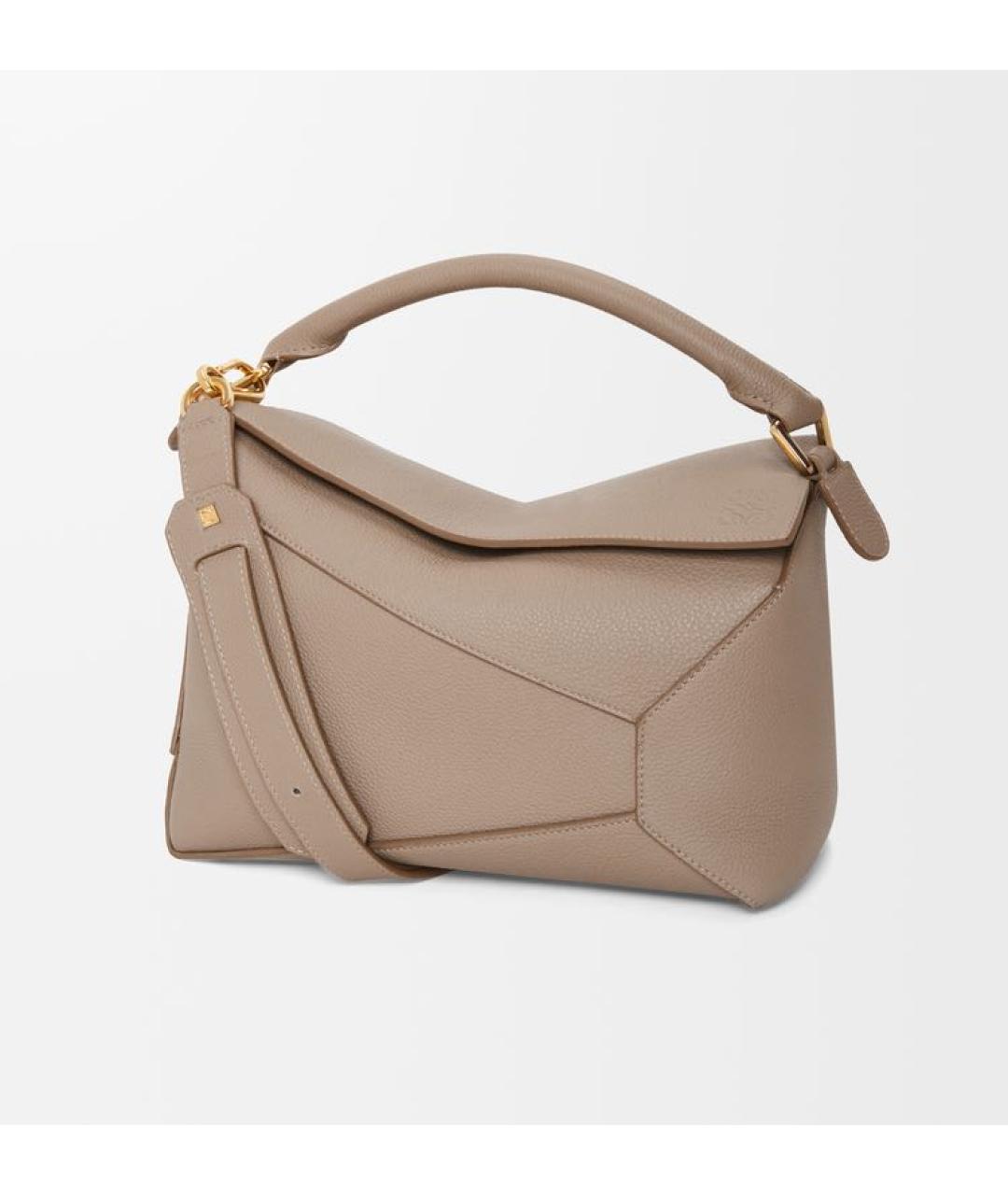 LOEWE Бежевая кожаная сумка с короткими ручками, фото 6