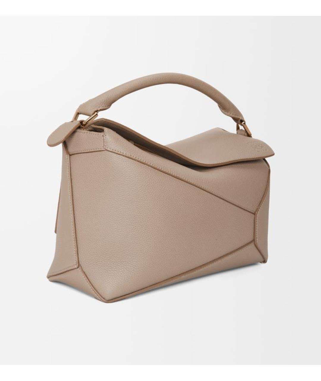 LOEWE Бежевая кожаная сумка с короткими ручками, фото 4