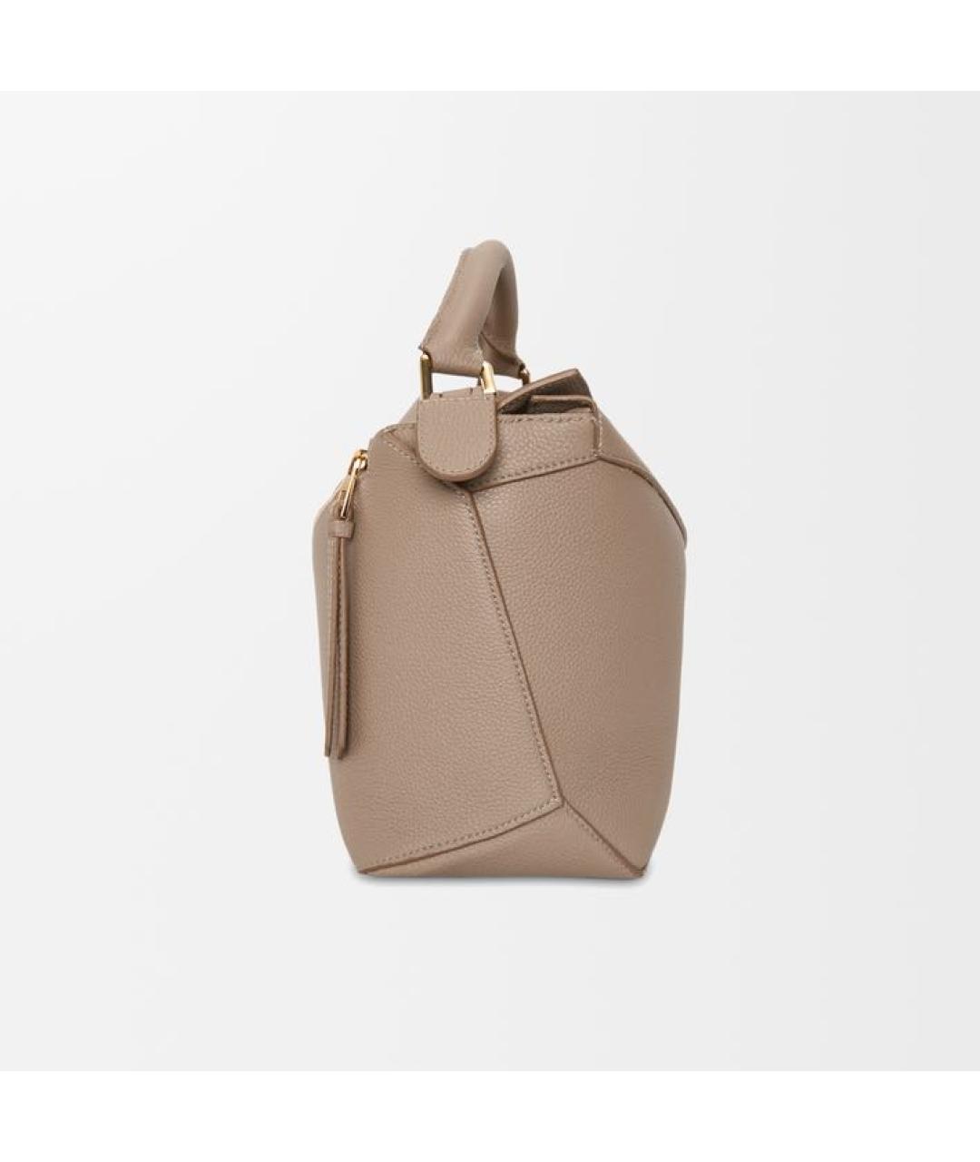 LOEWE Бежевая кожаная сумка с короткими ручками, фото 5