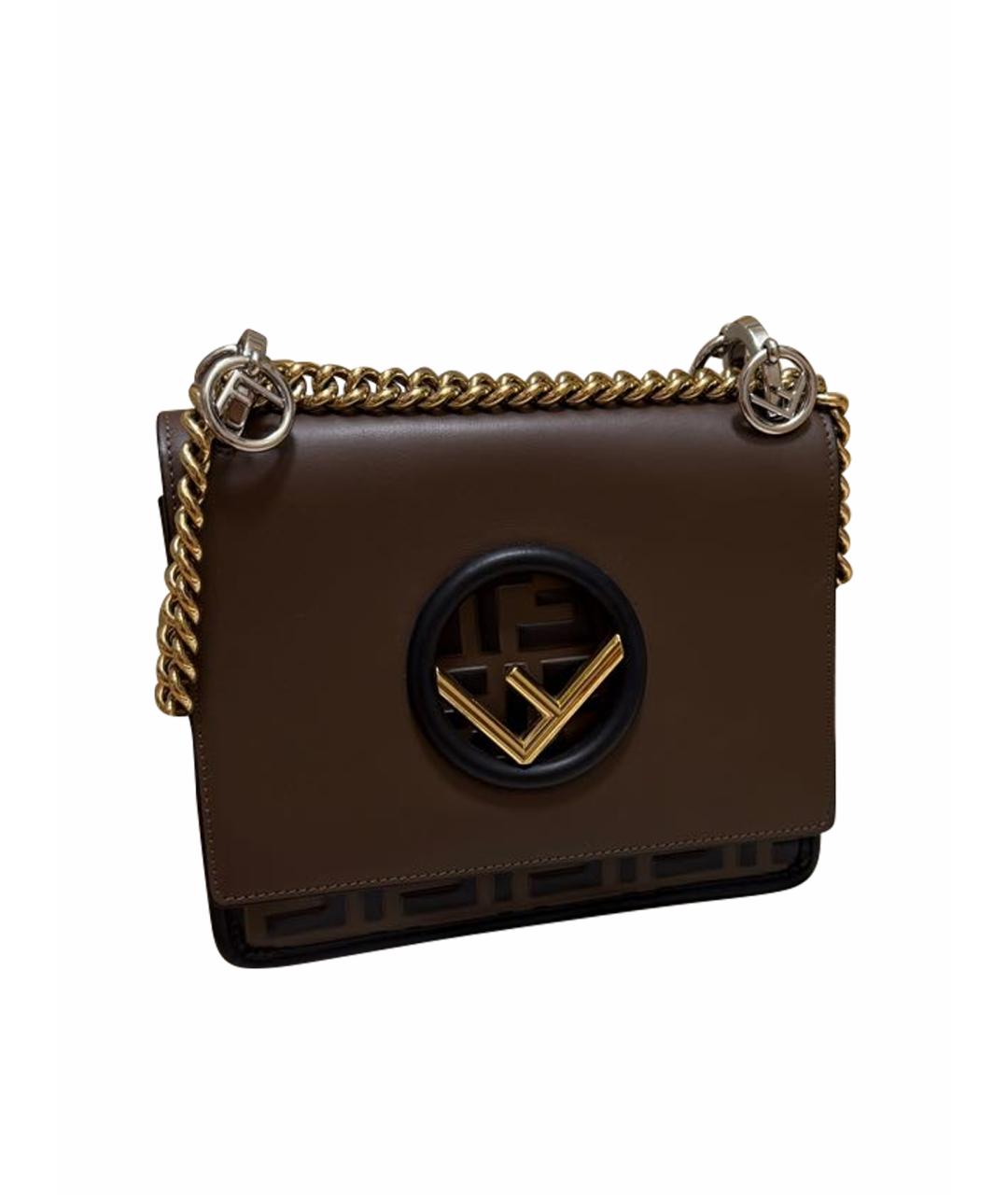 FENDI Коричневая кожаная сумка через плечо, фото 1