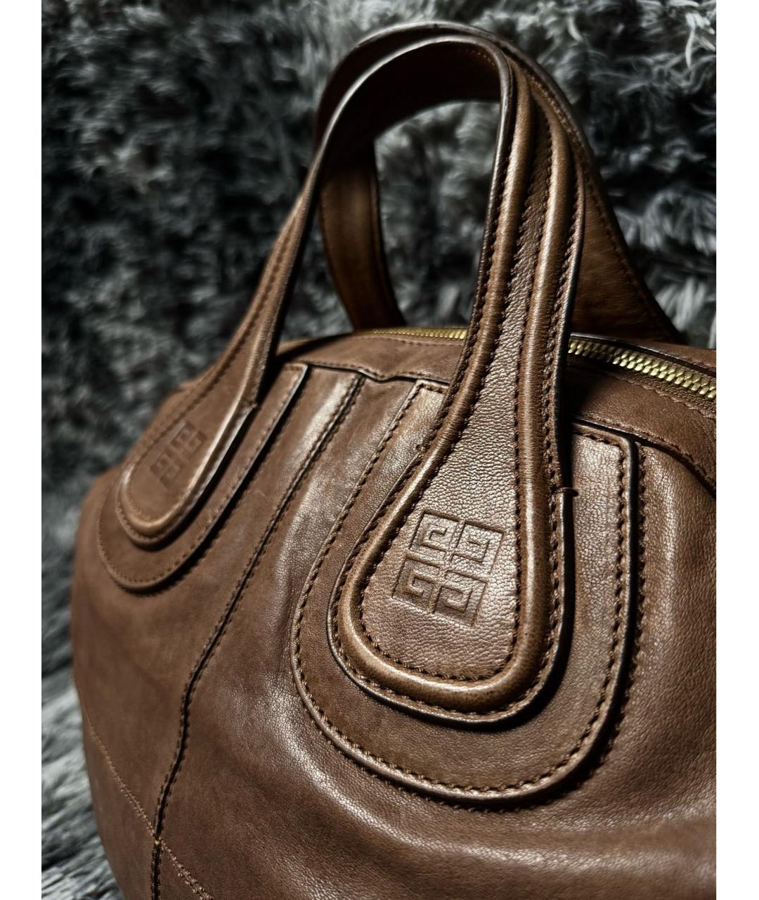 GIVENCHY Коричневая кожаная сумка с короткими ручками, фото 3