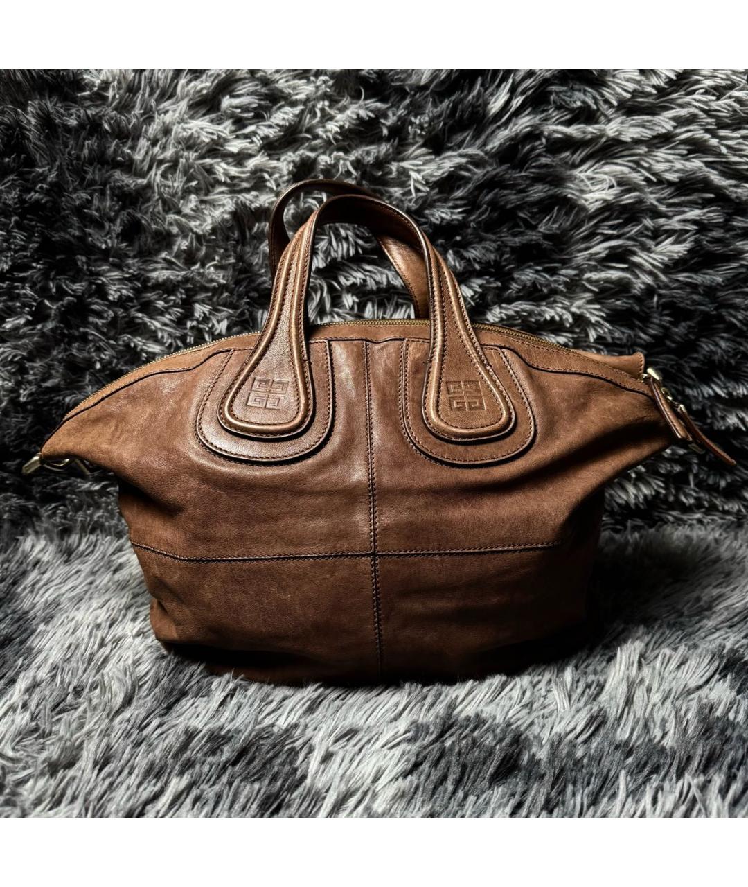 GIVENCHY Коричневая кожаная сумка с короткими ручками, фото 8