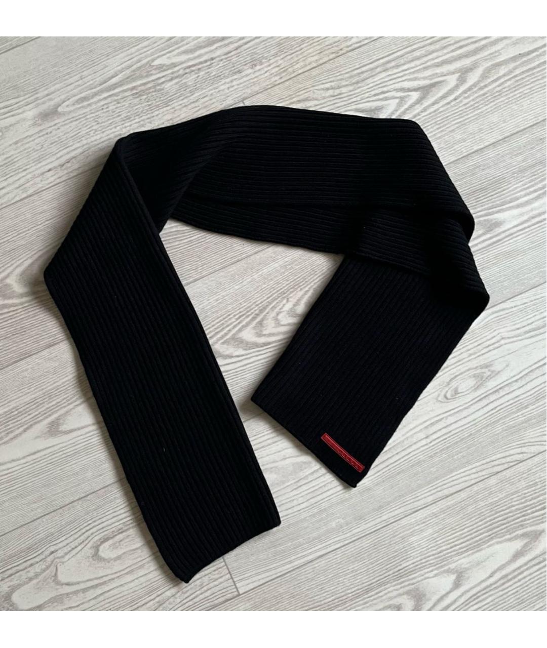 PRADA Черный шерстяной шарф, фото 2