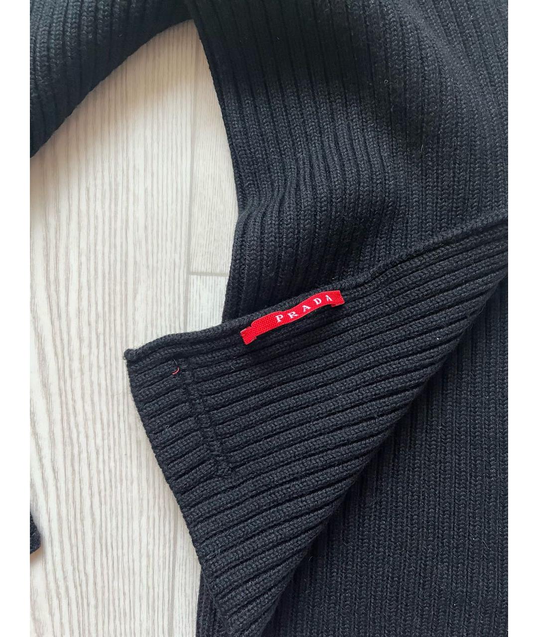 PRADA Черный шерстяной шарф, фото 3