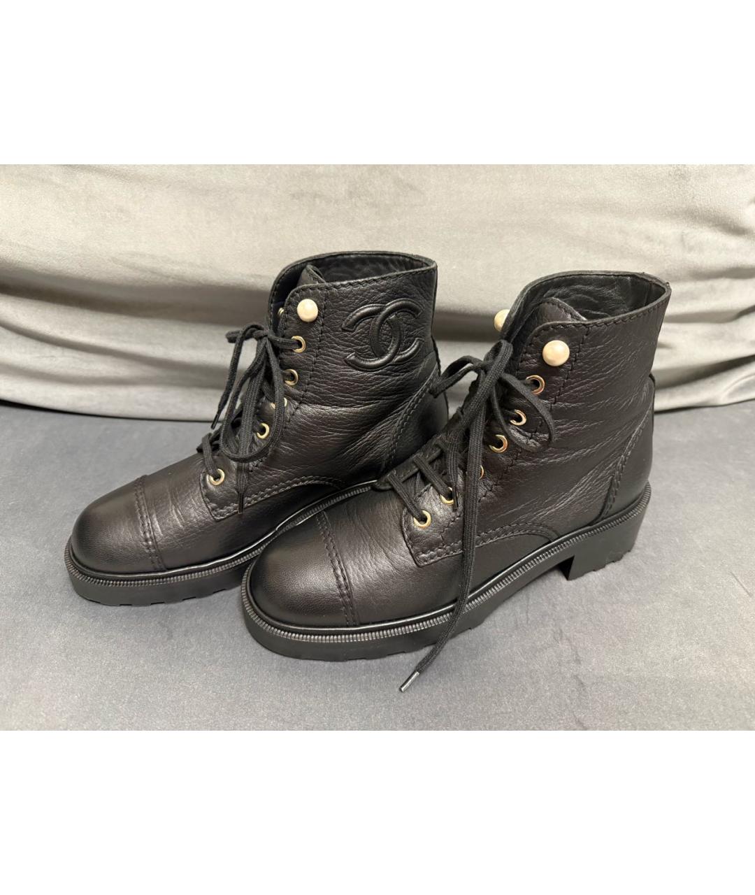 CHANEL Черные кожаные ботинки, фото 7